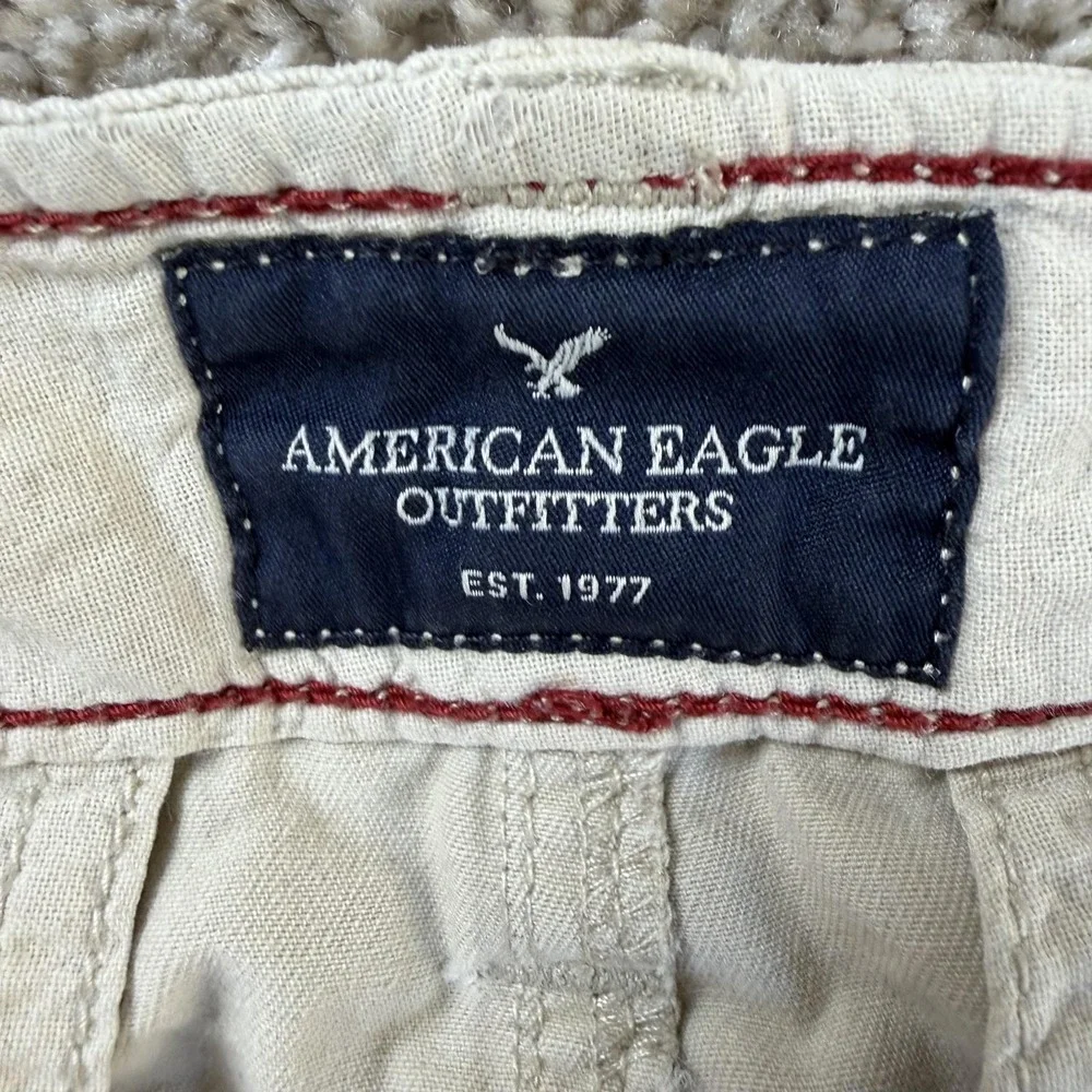 Y2K American Eagle Outfitters Baggy Cargo Shorts Mens 30 Beige Classic Casual